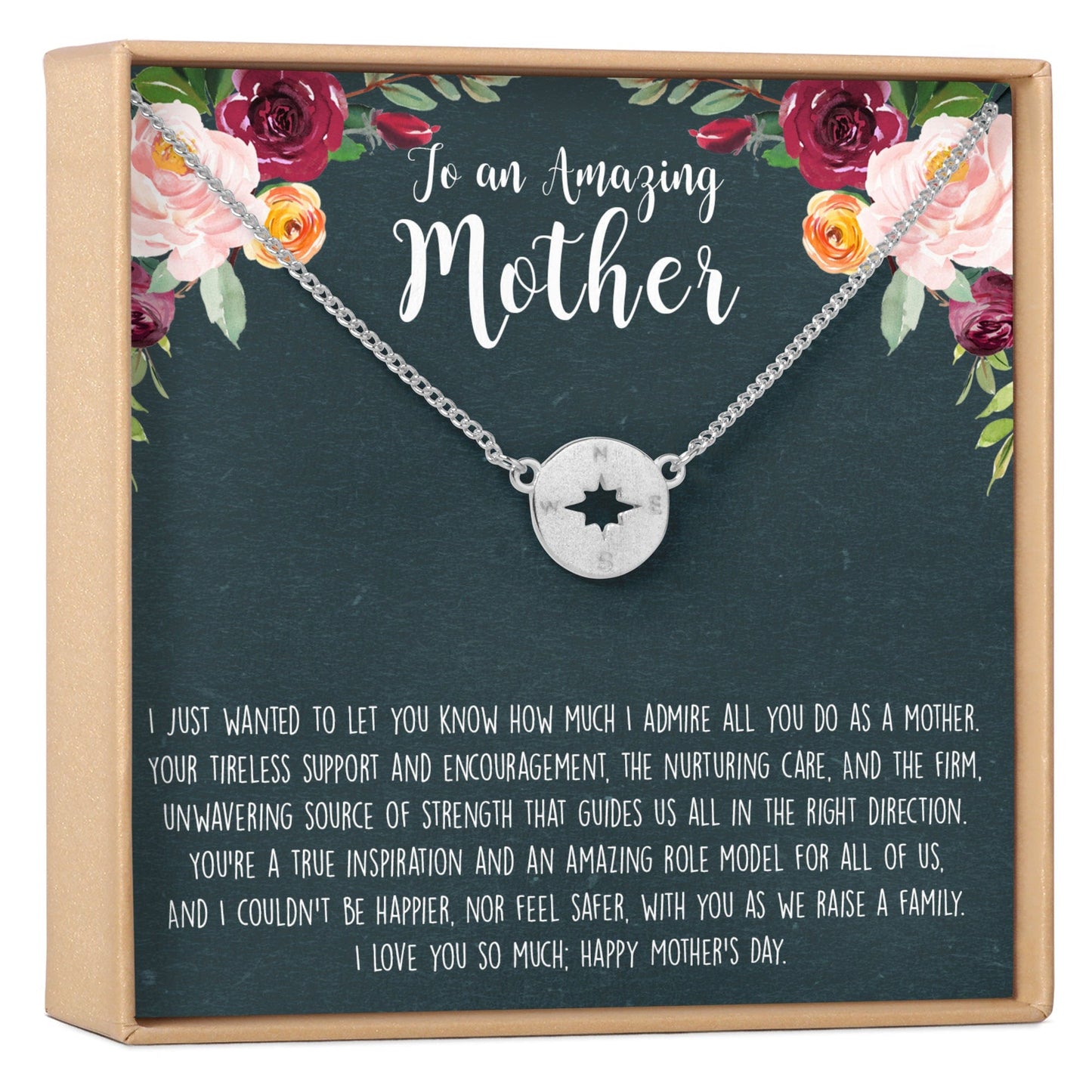Mother's Day Gift From Husband Compass Pendant Necklace