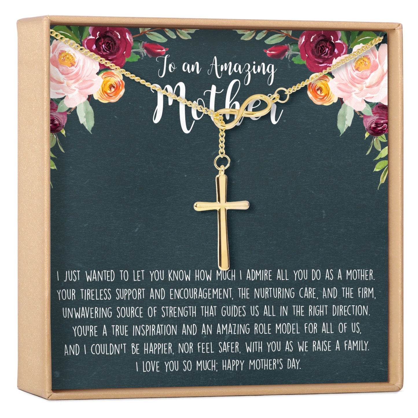 Mother's Day Gift From Husband Infinity Cross Pendant Necklace