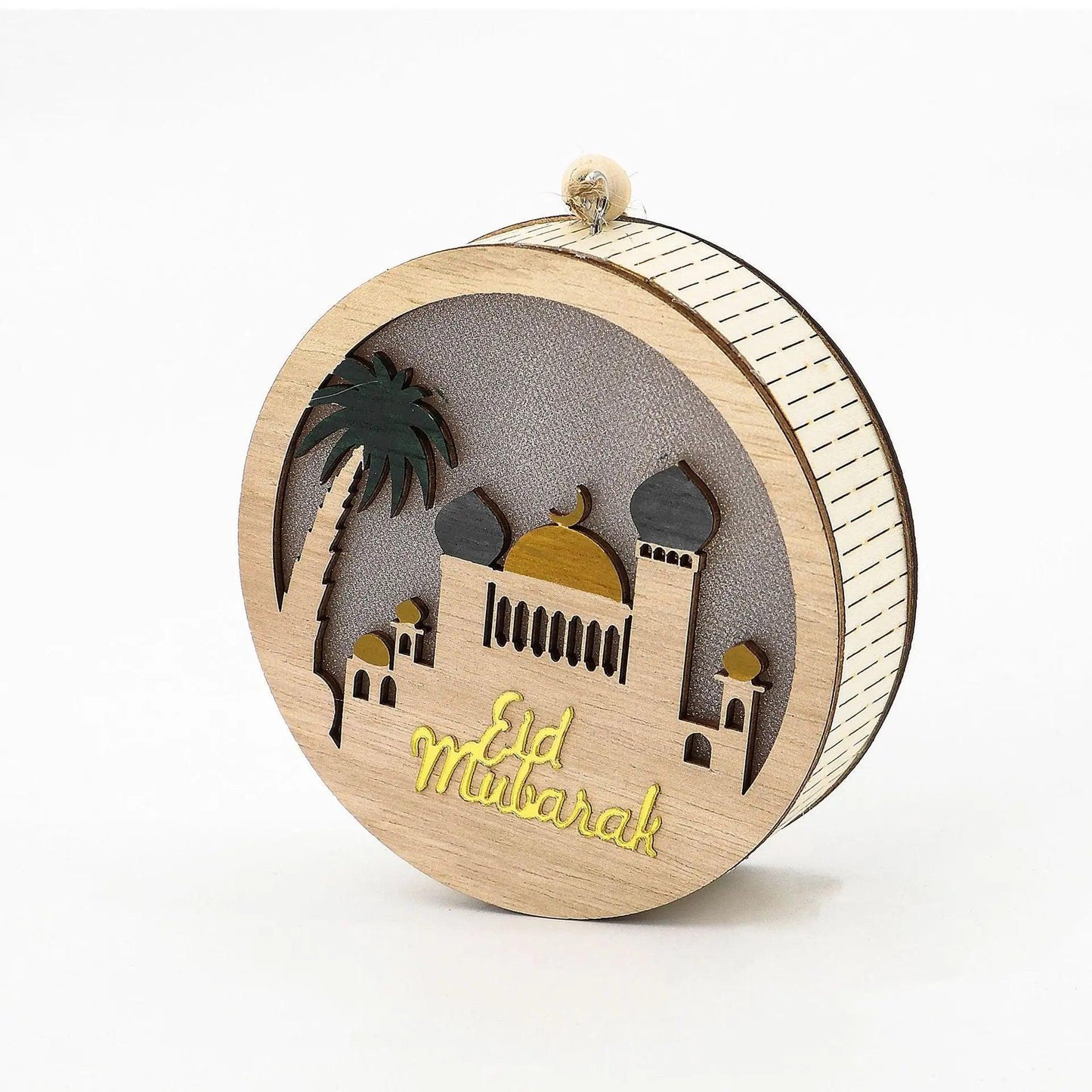 MR036 Eid Mubarak Wooden LED Luminous Pendant
