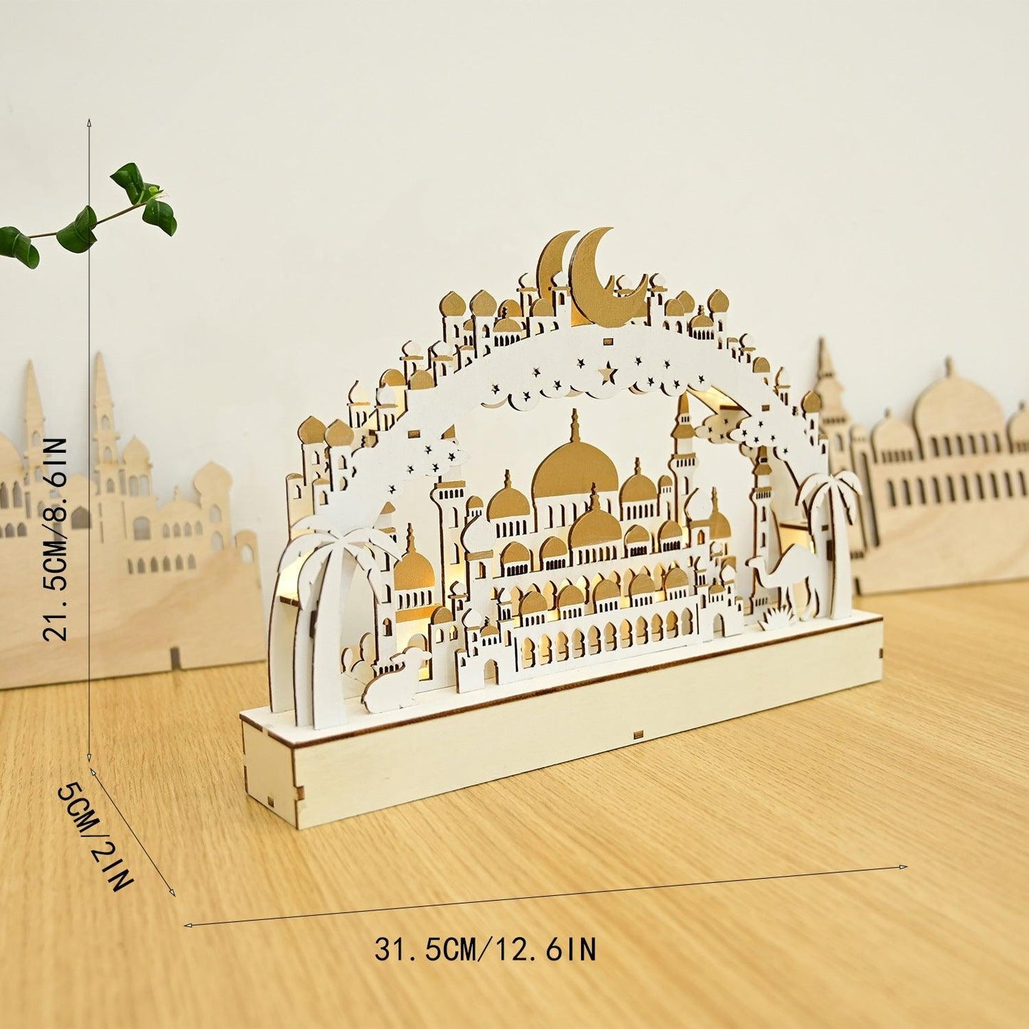 MR058 Wooden LED Atmosphere Decorative Moon Lamp