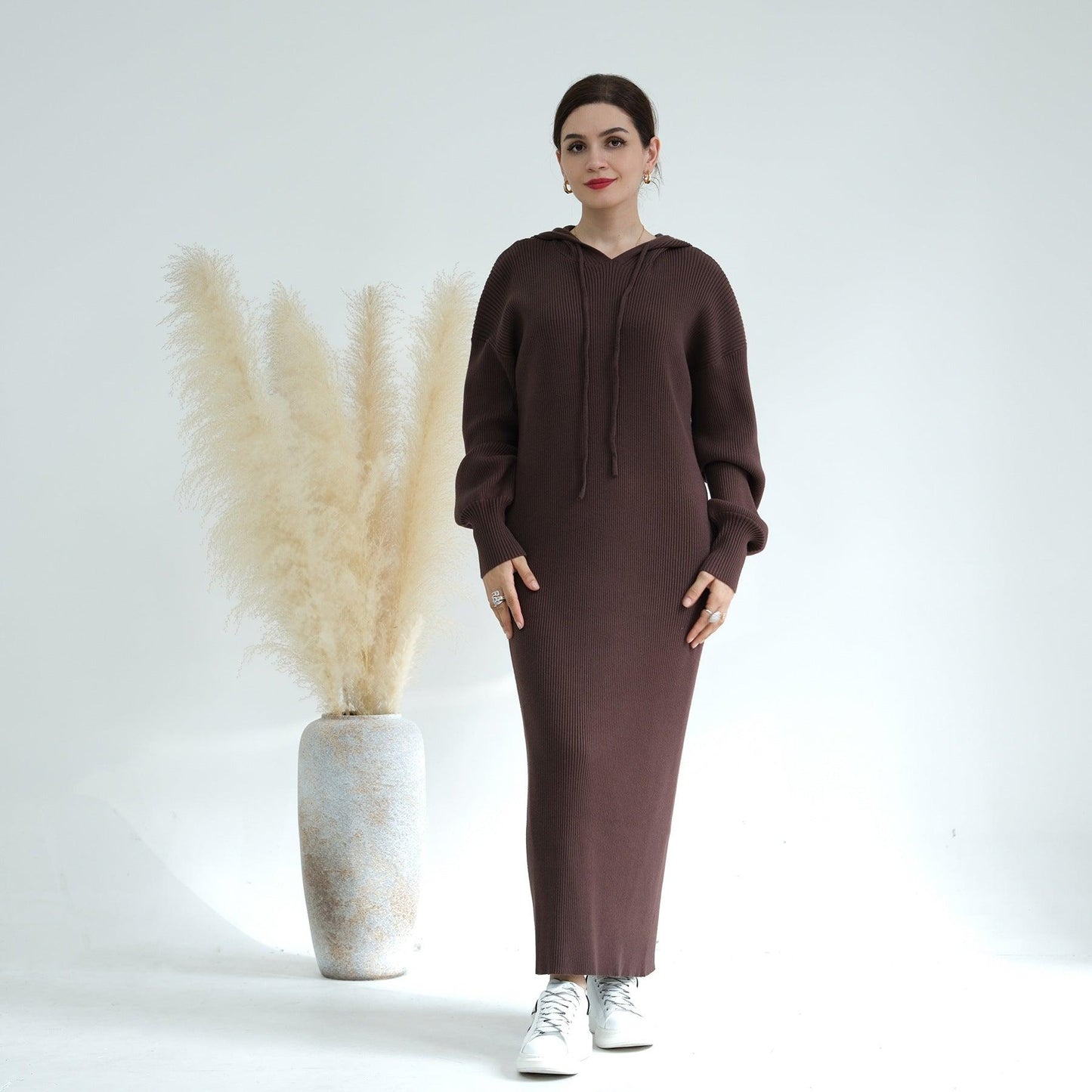 MS027 Winter Thickened Knit Loose Sweater Dress