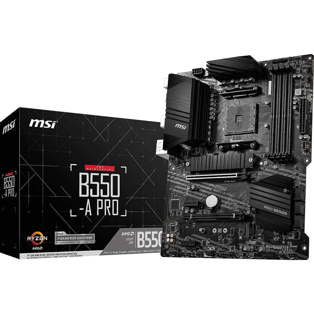 MSI B550-A PRO ProSeries Motherboard (AMD AM4, DDR4, PCIe 4.0, SATA 6Gb/s, M.2, USB 3.2 Gen 2, HDMI/DP, ATX) (Refurbished)