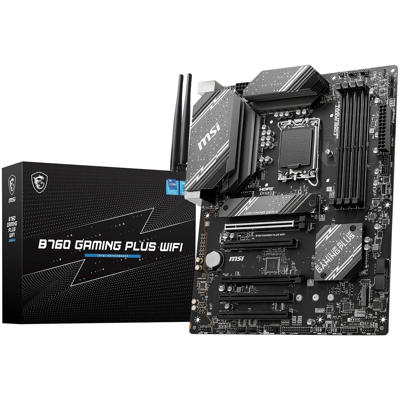 MSI B760 Gaming Plus WiFi Gaming Motherboard (Supports 12th/13th Gen Intel Processors, LGA 1700, DDR5, PCIe 4.0, M.2, 2.5Gbps LAN, USB 3.2 Gen2, Wi-Fi 6E, ATX) (Refurbished)