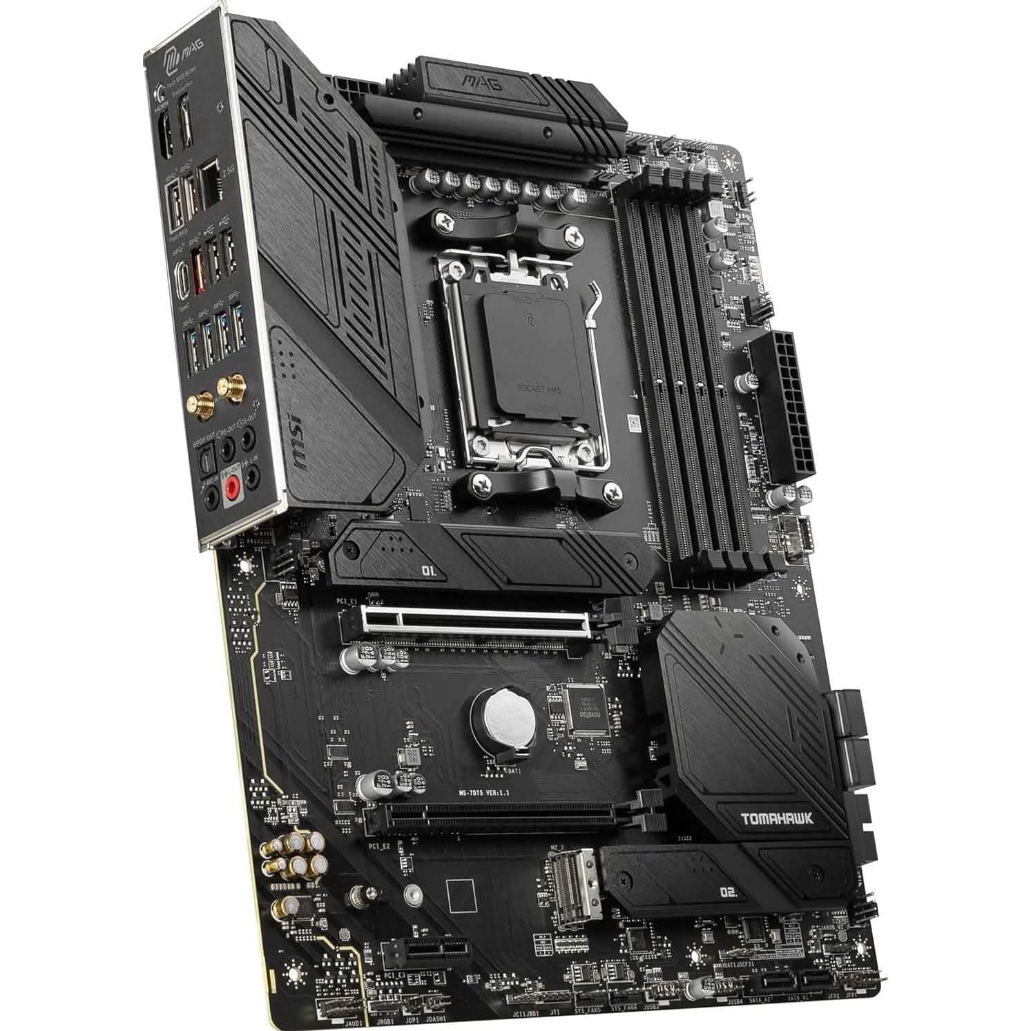Carte mère gaming MSI MAG B650 Tomahawk WiFi (AM5, ATX, DDR5, PCIe 4.0, M.2, SATA 6Gb/s, USB 3.2 Gen 2, HDMI/DP, Wi-Fi 6E, Processeurs AMD Ryzen série 7000) (Reconditionnée)