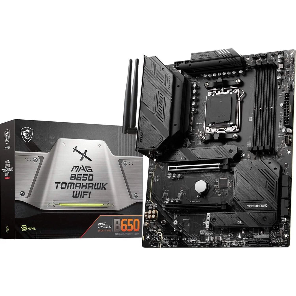 Carte mère gaming MSI MAG B650 Tomahawk WiFi (AM5, ATX, DDR5, PCIe 4.0, M.2, SATA 6Gb/s, USB 3.2 Gen 2, HDMI/DP, Wi-Fi 6E, Processeurs AMD Ryzen série 7000) (Reconditionnée)