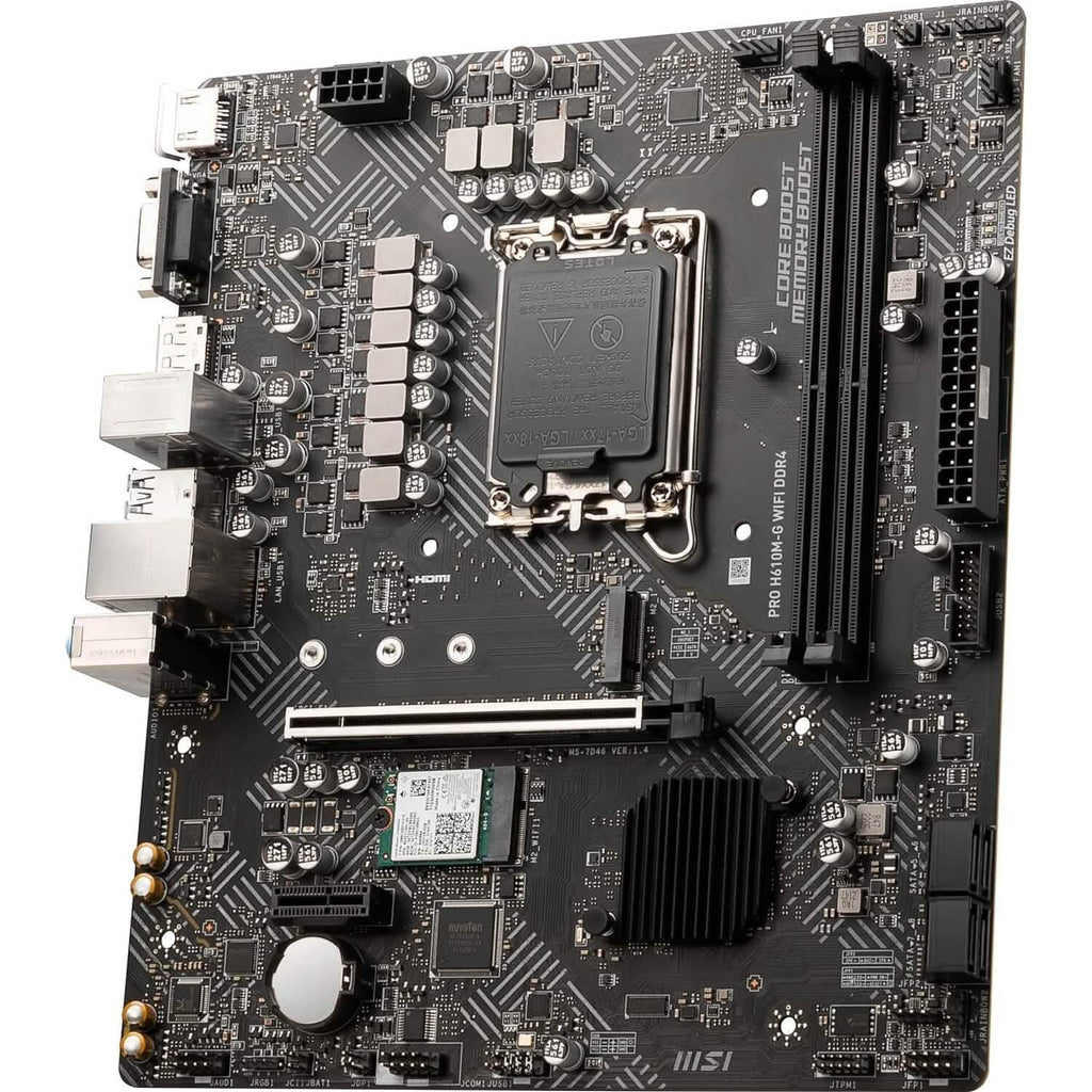 Carte mère MSI PRO H610M-G WiFi DDR4 ProSeries (mATX, Intel Core de 12e/13e génération, socket LGA 1700, DDR4, PCIe 4, LAN 2.5G, emplacements M.2, USB 3.2, Wi-Fi 6) (Reconditionné)