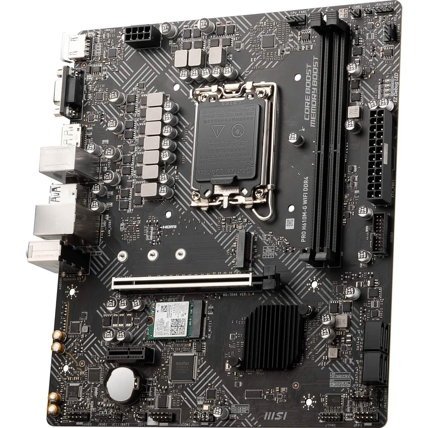 Carte mère MSI PRO H610M-G WiFi DDR4 ProSeries (mATX, Intel Core de 12e/13e génération, socket LGA 1700, DDR4, PCIe 4, LAN 2.5G, emplacements M.2, USB 3.2, Wi-Fi 6) (Reconditionné)