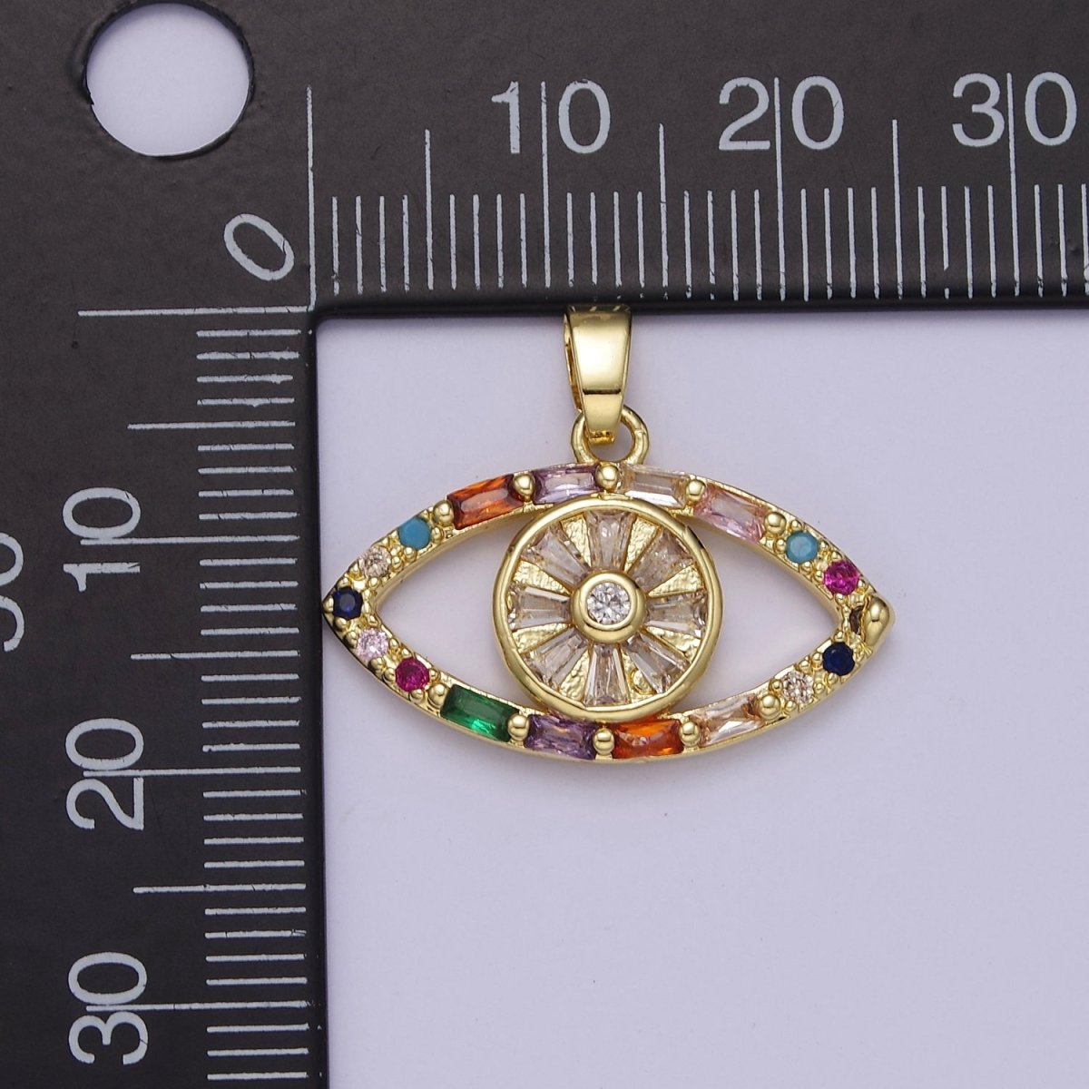 Multi Color Evil Eye Pendant Cubic Eye Charm J-523