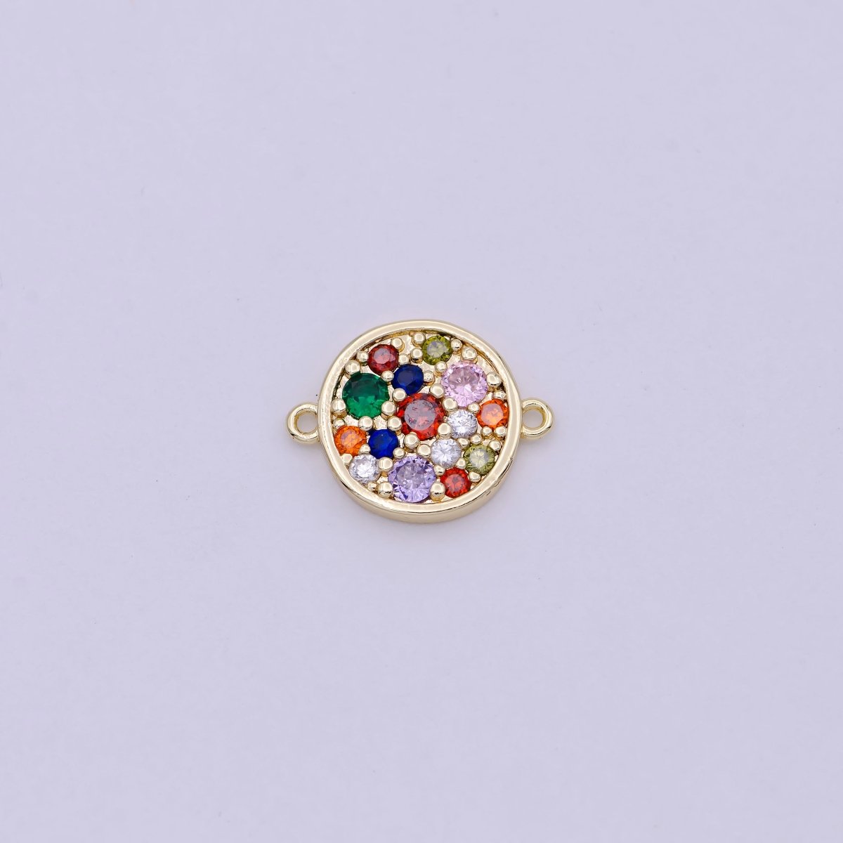 Multi Color Rainbow Mini Gold Round Charm Connector for Bracelet Necklace Component Y-429