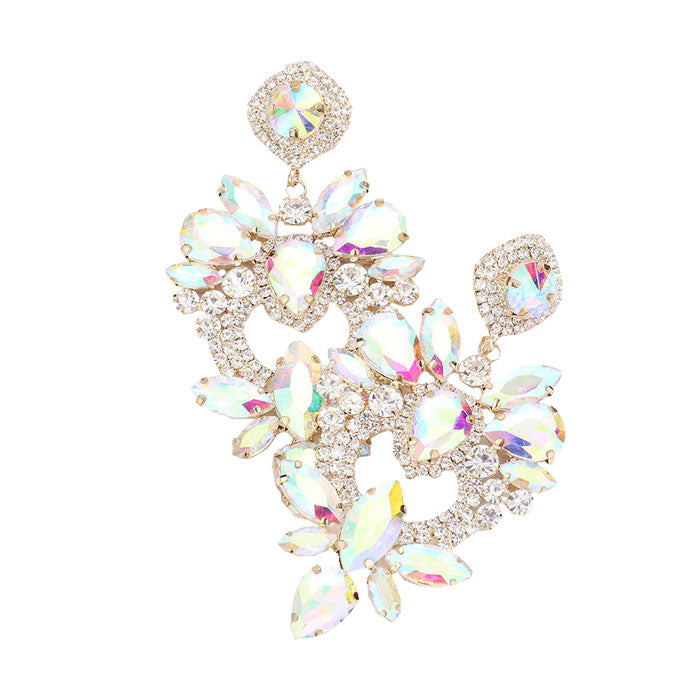 Multi Stone Statement Dangle Evening Earrings