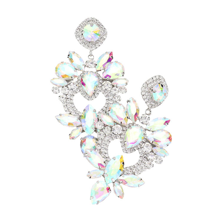 Multi Stone Statement Dangle Evening Earrings