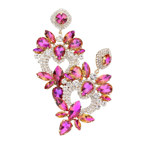 Multi Stone Statement Dangle Evening Earrings