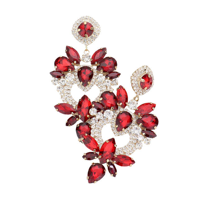 Multi Stone Statement Dangle Evening Earrings