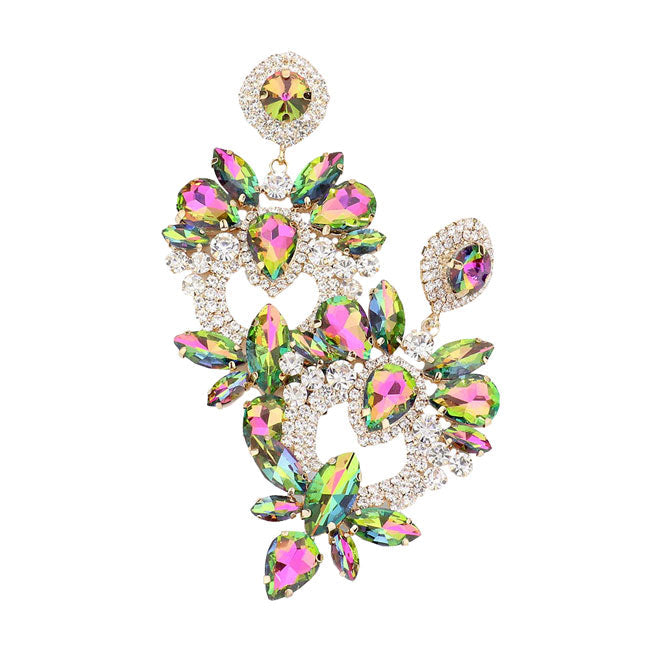 Multi Stone Statement Dangle Evening Earrings