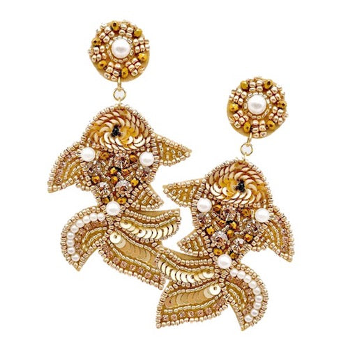 Multicolor Beaded Detail Fish Statement Sea Creature Earring
