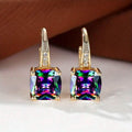 Boucles d'oreilles pendantes en pierre taille carrée multicolore