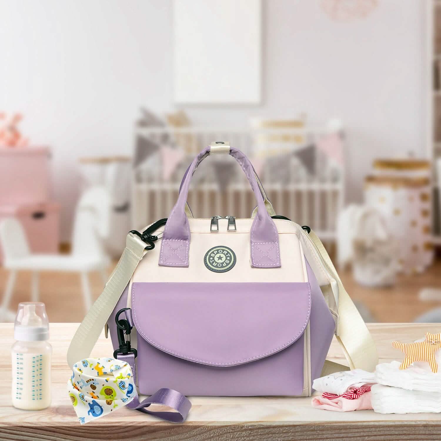 Multifunctional Diaper Changing Bag with 2 Insulated Pockets Commute Bag