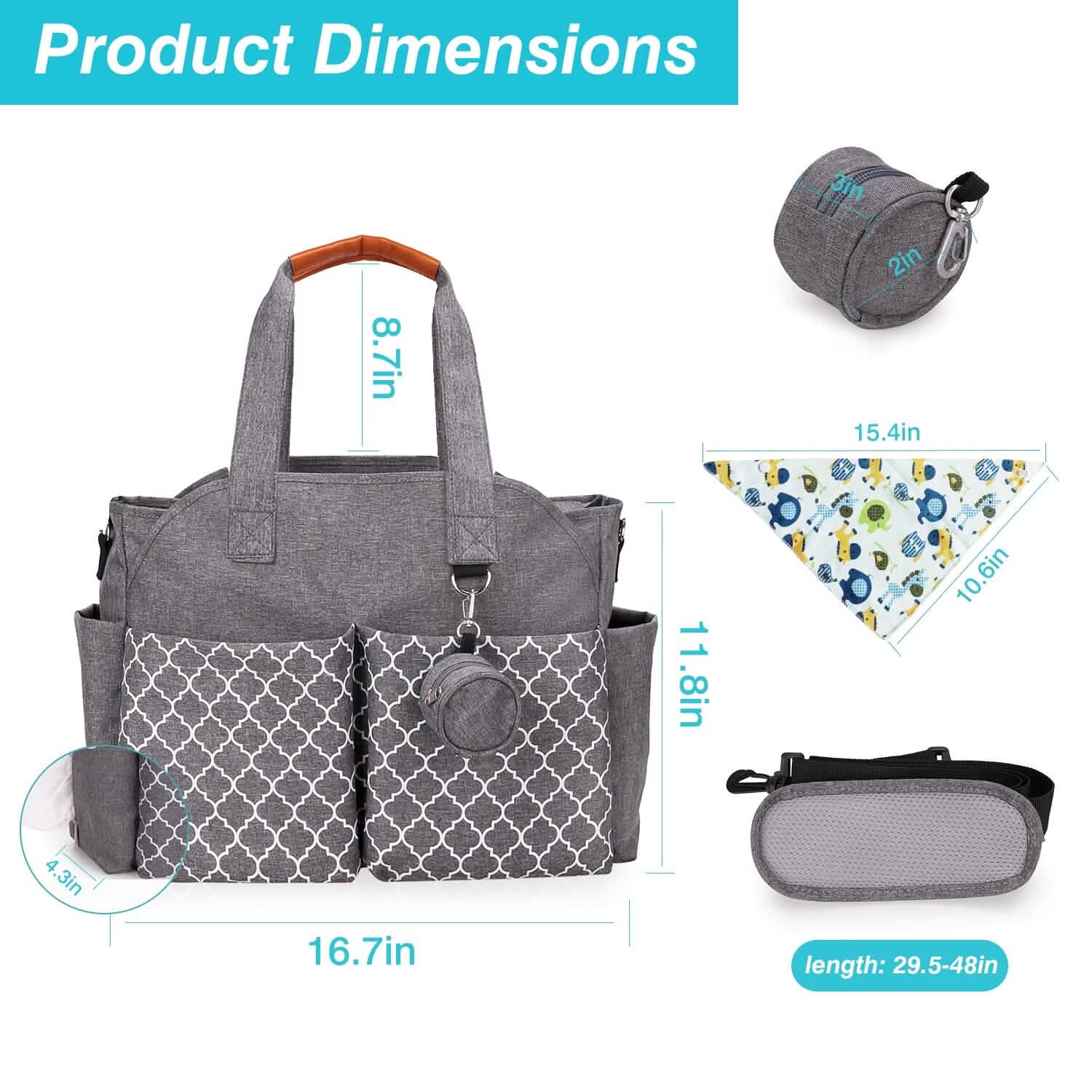 Sac de maternité multifonctionnel avec bandoulière réglable