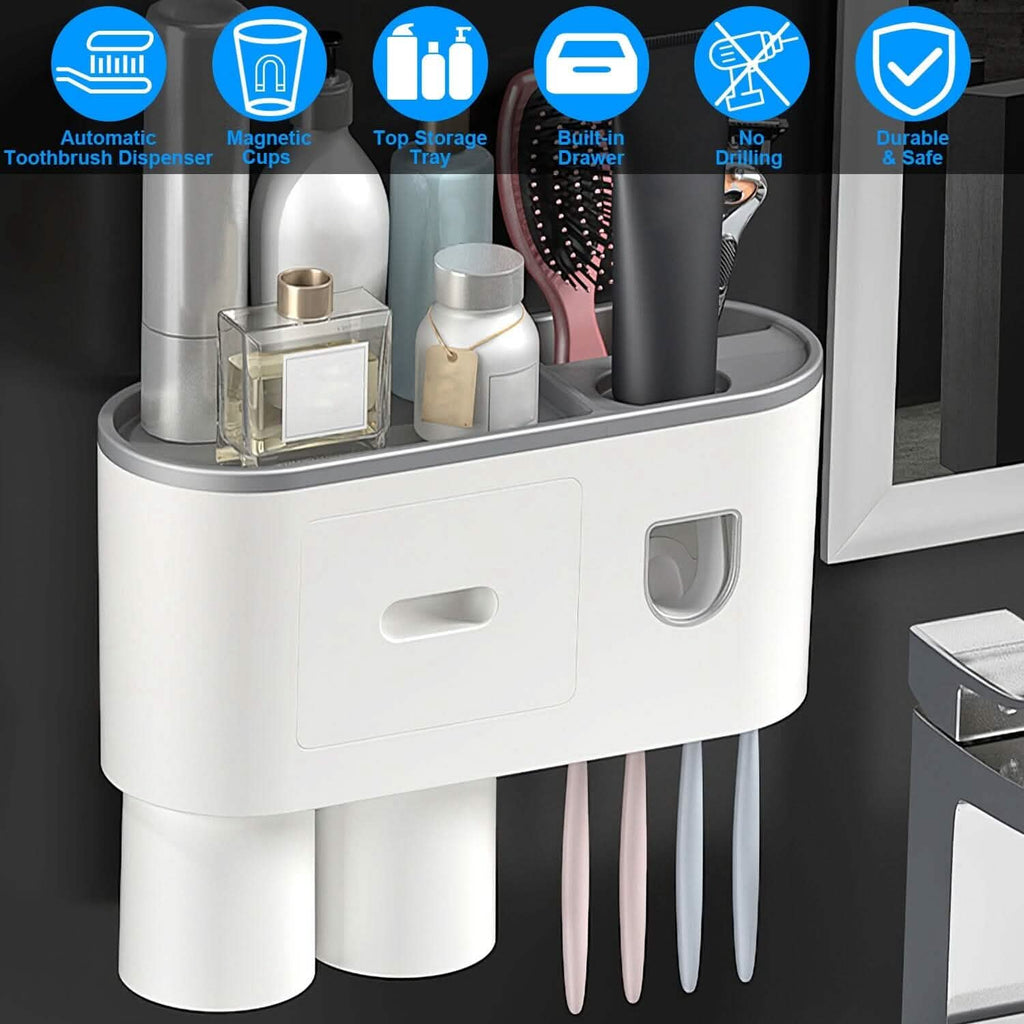 Multifunctional Wall Mount Toothbrush Holder Rack Organizer