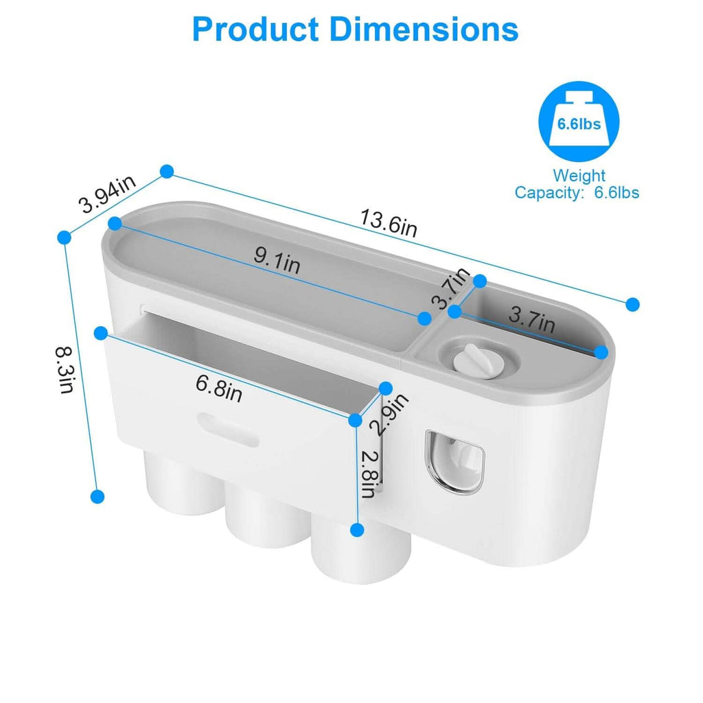 Multifunctional Wall Mount Toothbrush Holder Rack Organizer