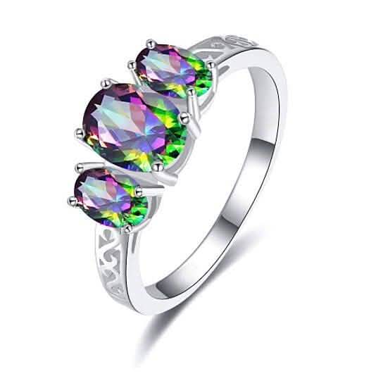 Bague en pierre précieuse triple Pierre de lune mystique