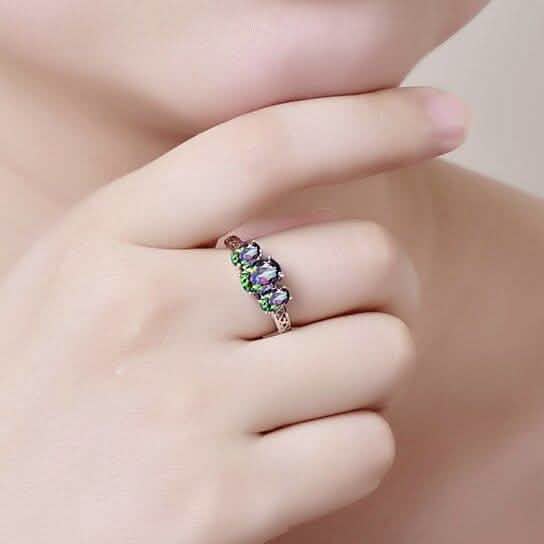 Bague en pierre précieuse triple Pierre de lune mystique