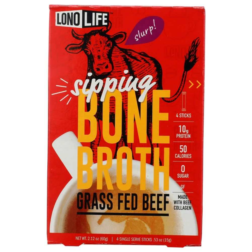 LONOLIFE: Grass Fed Beef Bone Broth 4Pk, 2.12 oz