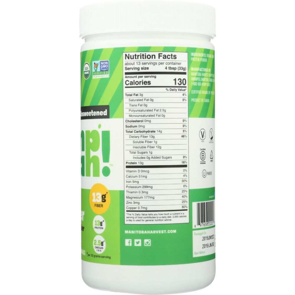 MANITOBA HARVEST: Hemp Yeah Max Fiber Unsweetened, 16 oz