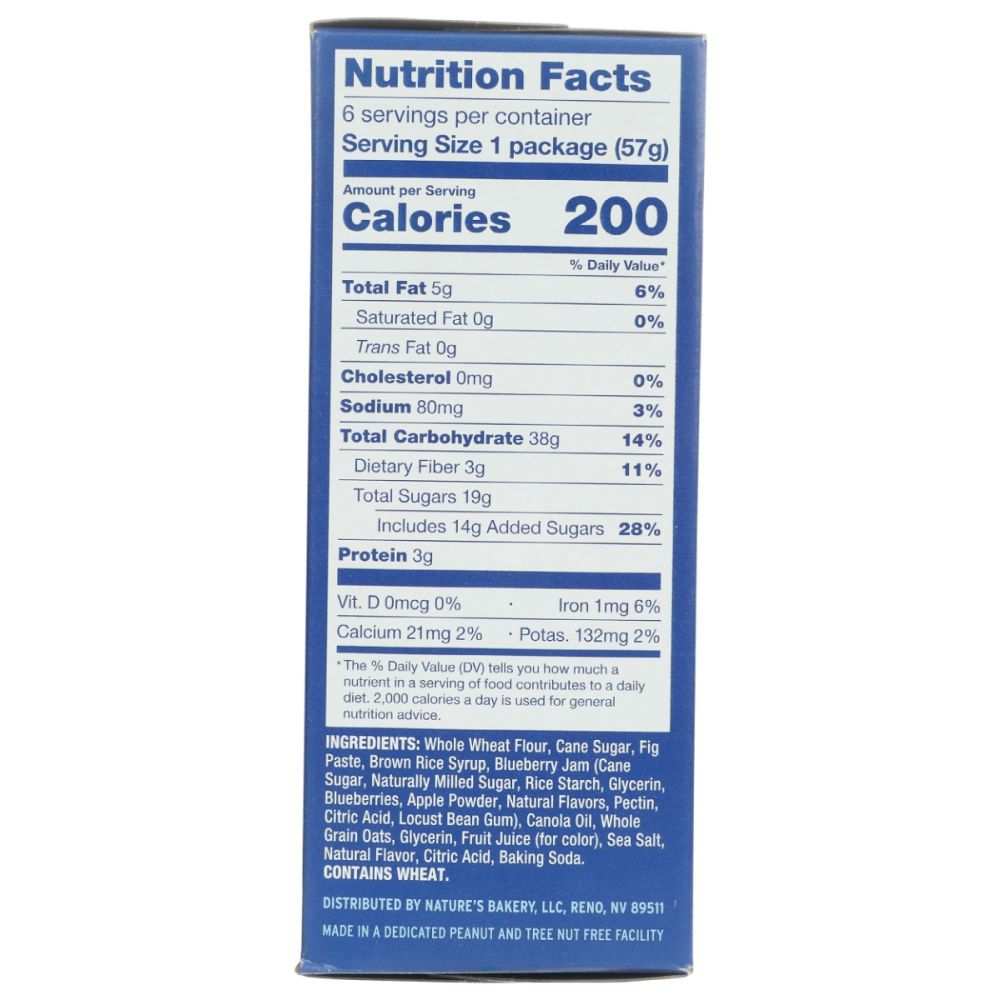 NATURES BAKERY: Whole Wheat Fig Bars Blueberry 6Ct, 12 oz