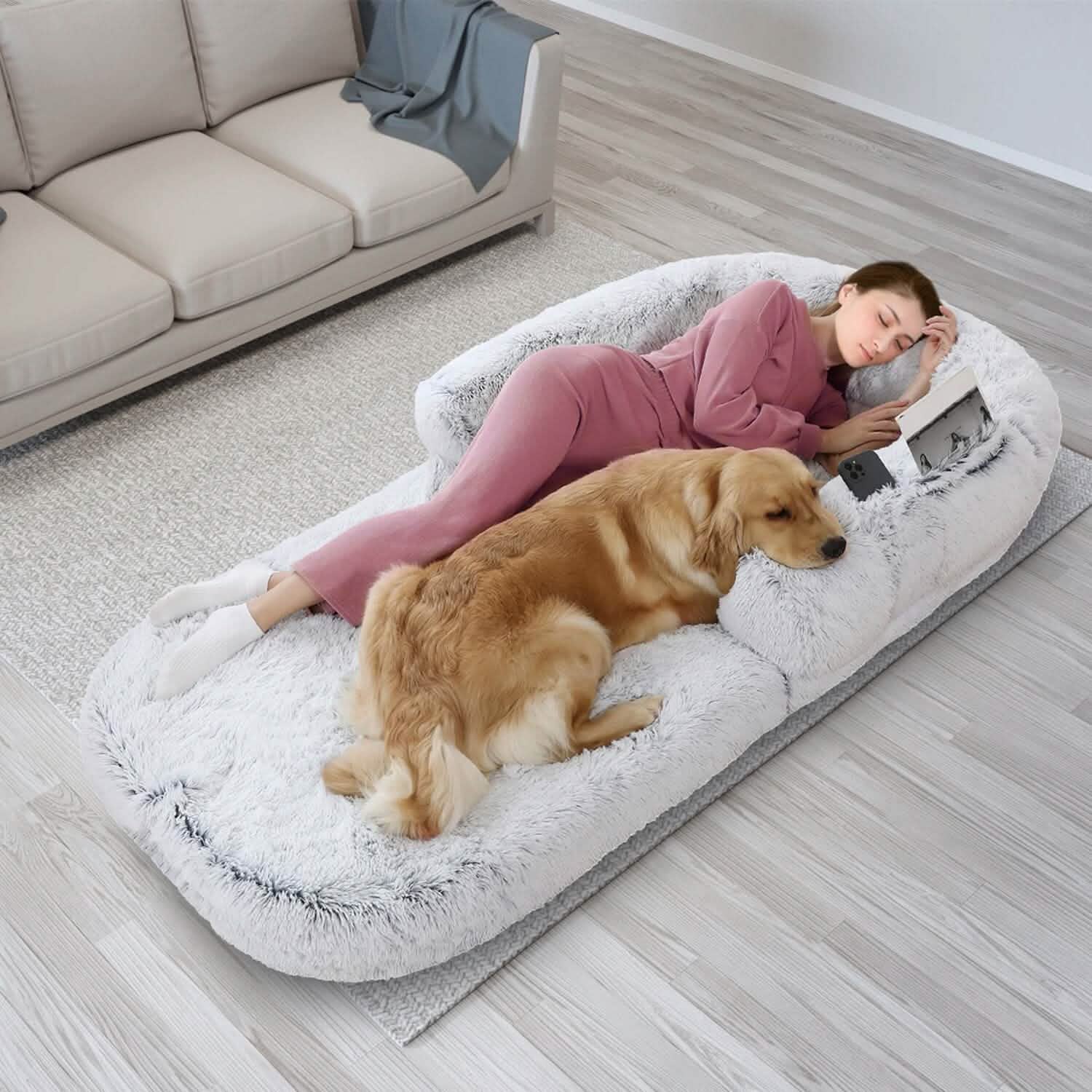 Napping Human-Sized Dog Bed Machine Washable Zipped Removable Cover