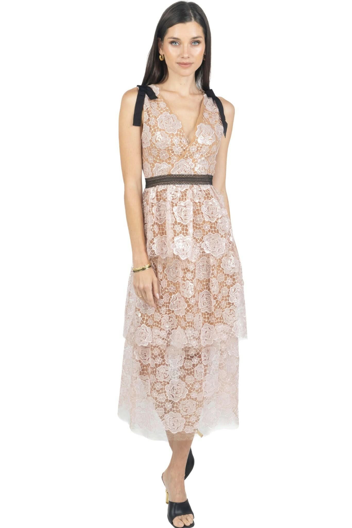 Natalia Pink Sequined Guipure Lace Dress