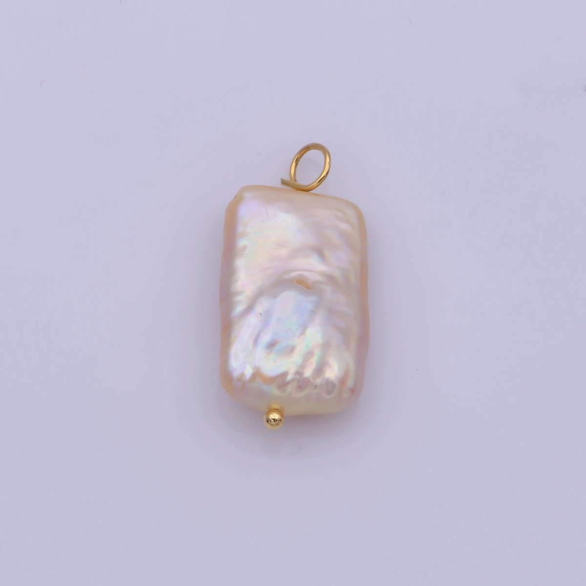 Natural White Rectangle Freshwater Pearl Charm High Luster Genuine Cultured Fresh water Pearl P-1853