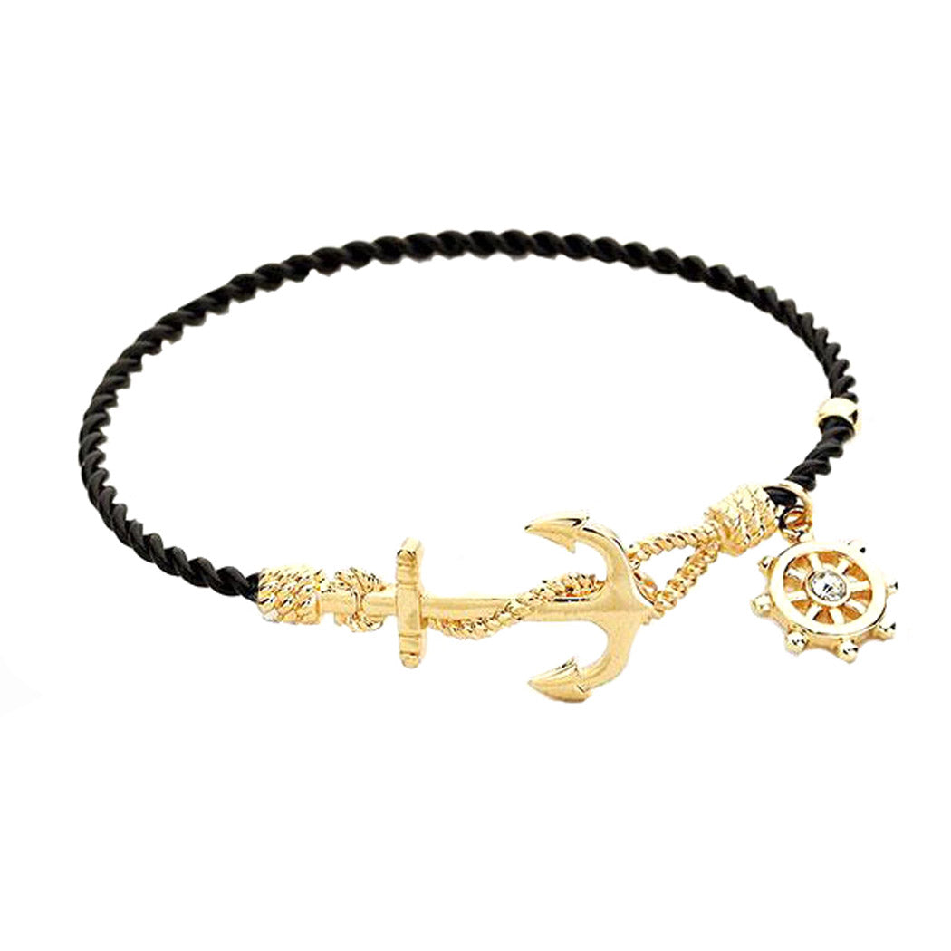 Women's Nautical Anchor Helm Charm Hook Bracelet