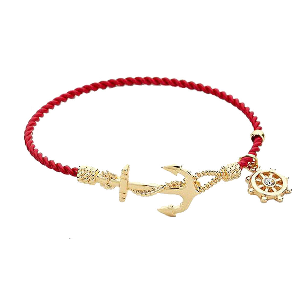 Women's Nautical Anchor Helm Charm Hook Bracelet