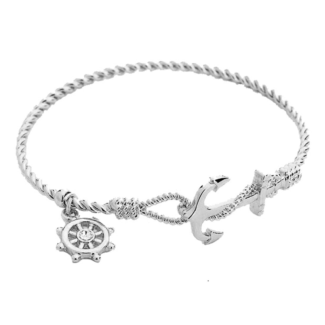 Women's Nautical Anchor Helm Charm Hook Bracelet
