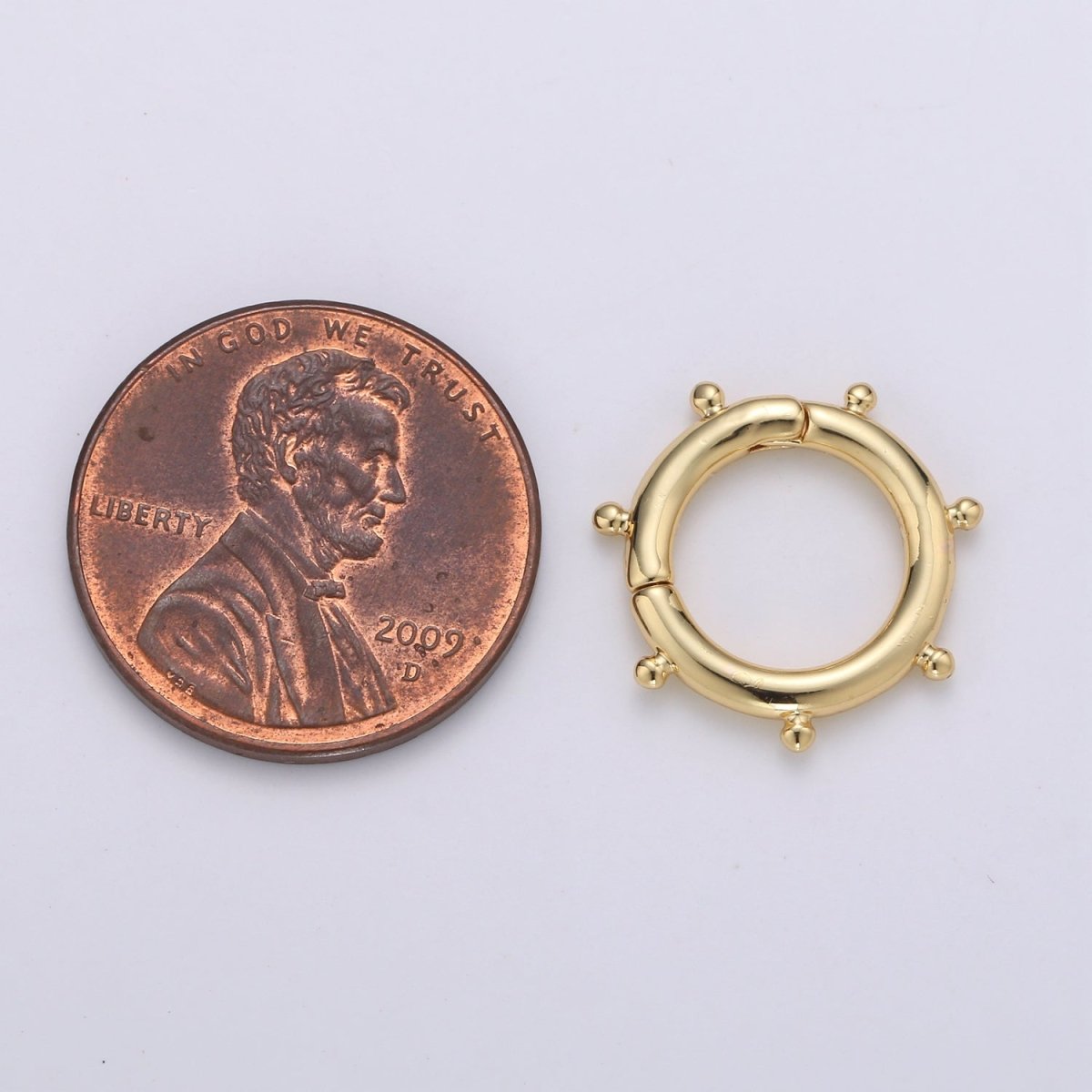 Nautical Gold Spirng Gate Ring, Gold Filled Pull Gate Ring, Ferris Wheel Gold Filled Carabiner Clasp For Connector Wristlet Holder  L-092