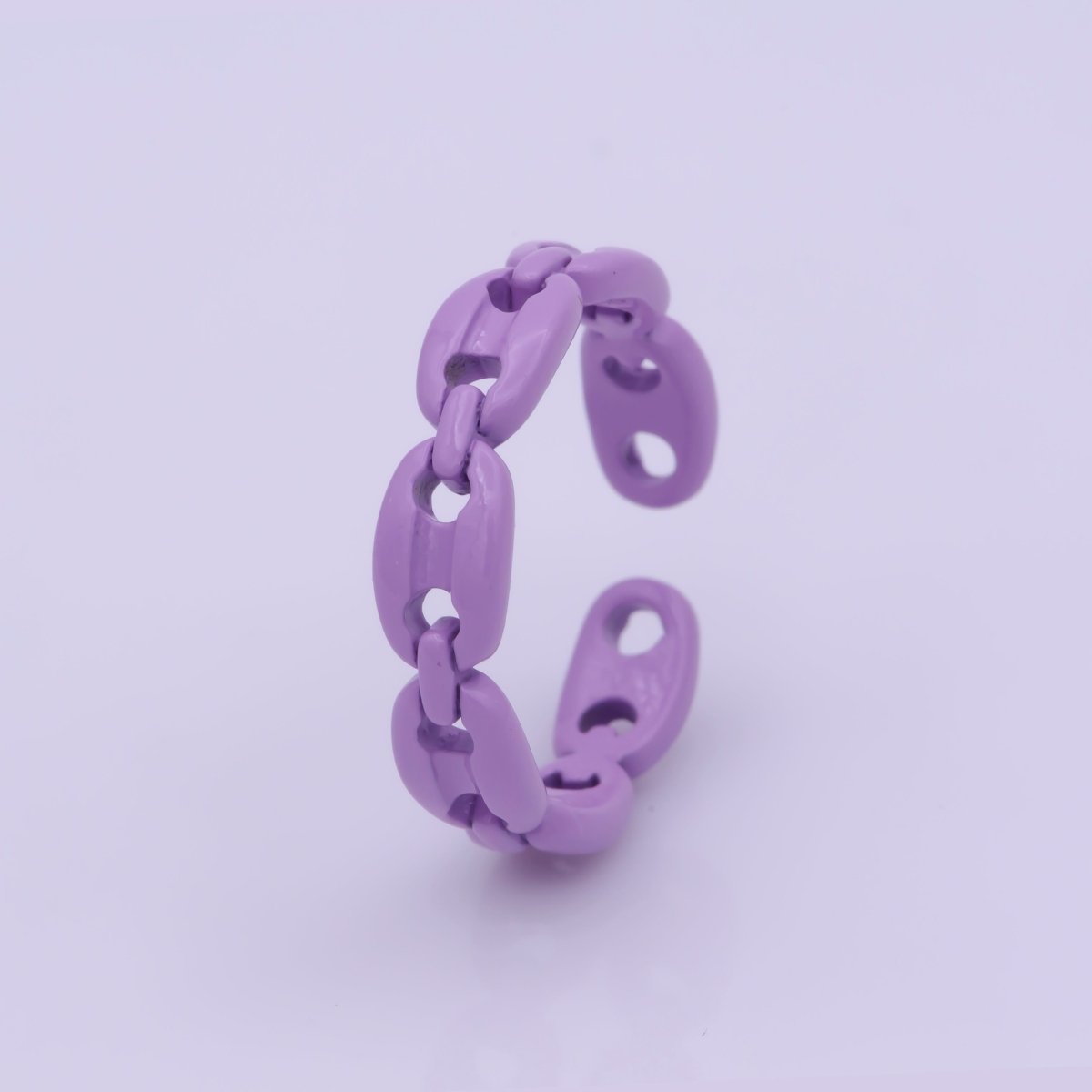 Neon Anchor Ring Link Chain Ring Enamel Statement Jewelry Open Adjustable Ring Y2K Colorful Ring