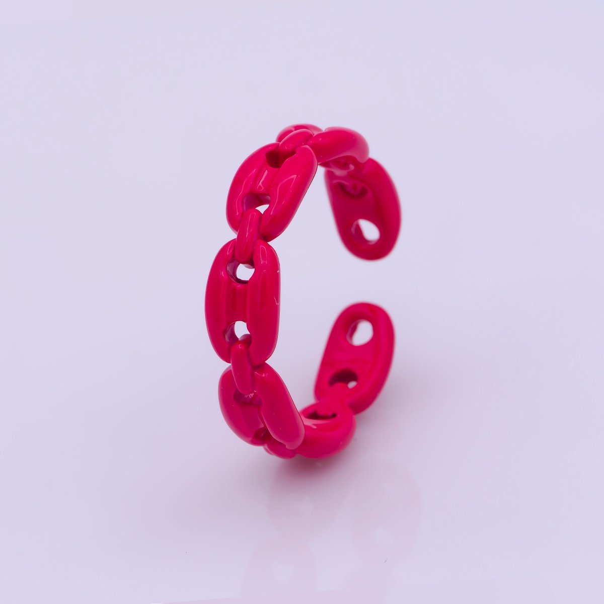 Neon Anchor Ring Link Chain Ring Enamel Statement Jewelry Open Adjustable Ring Y2K Colorful Ring