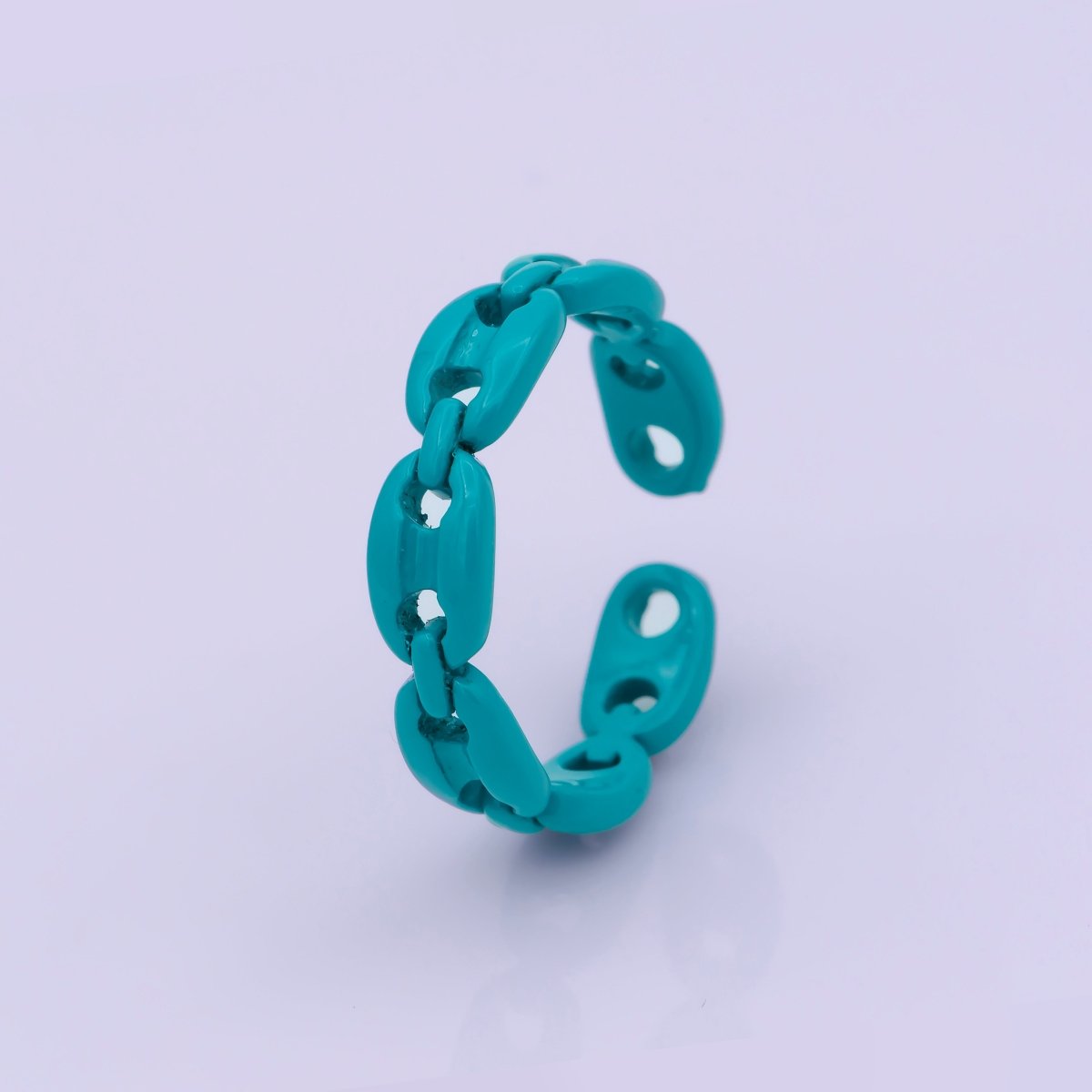 Neon Anchor Ring Link Chain Ring Enamel Statement Jewelry Open Adjustable Ring Y2K Colorful Ring