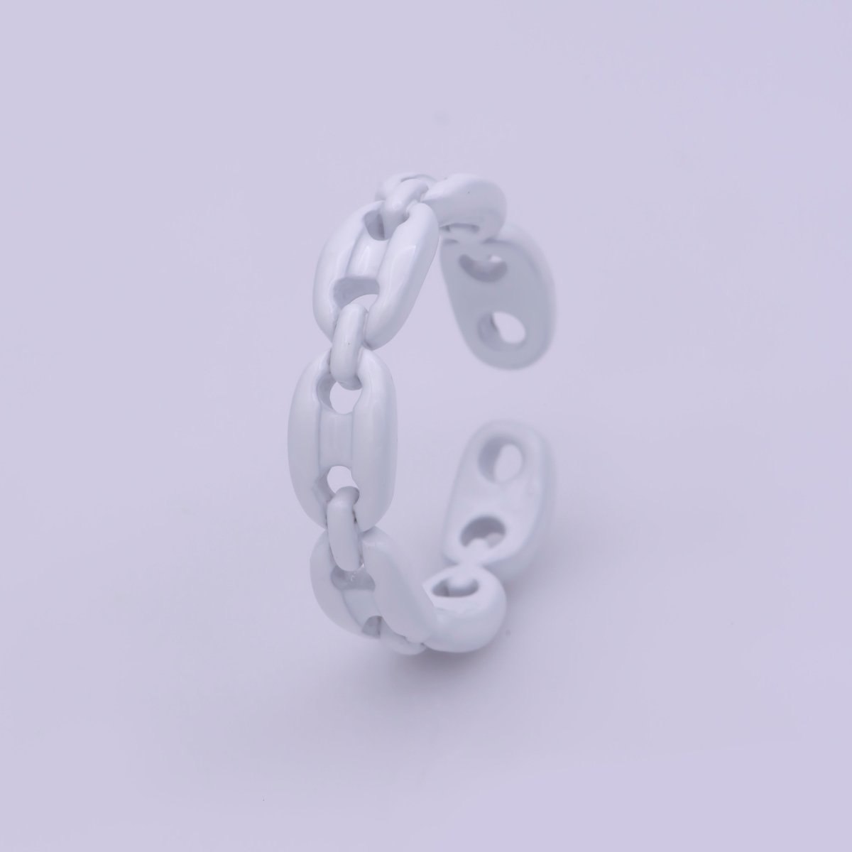 Neon Anchor Ring Link Chain Ring Enamel Statement Jewelry Open Adjustable Ring Y2K Colorful Ring
