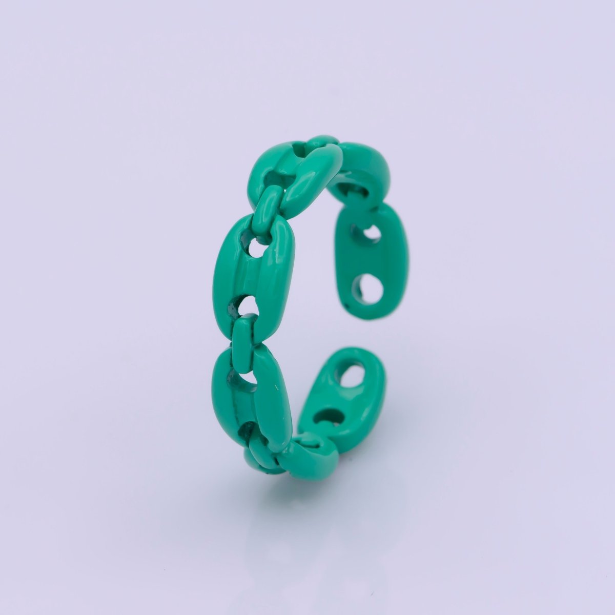 Neon Anchor Ring Link Chain Ring Enamel Statement Jewelry Open Adjustable Ring Y2K Colorful Ring