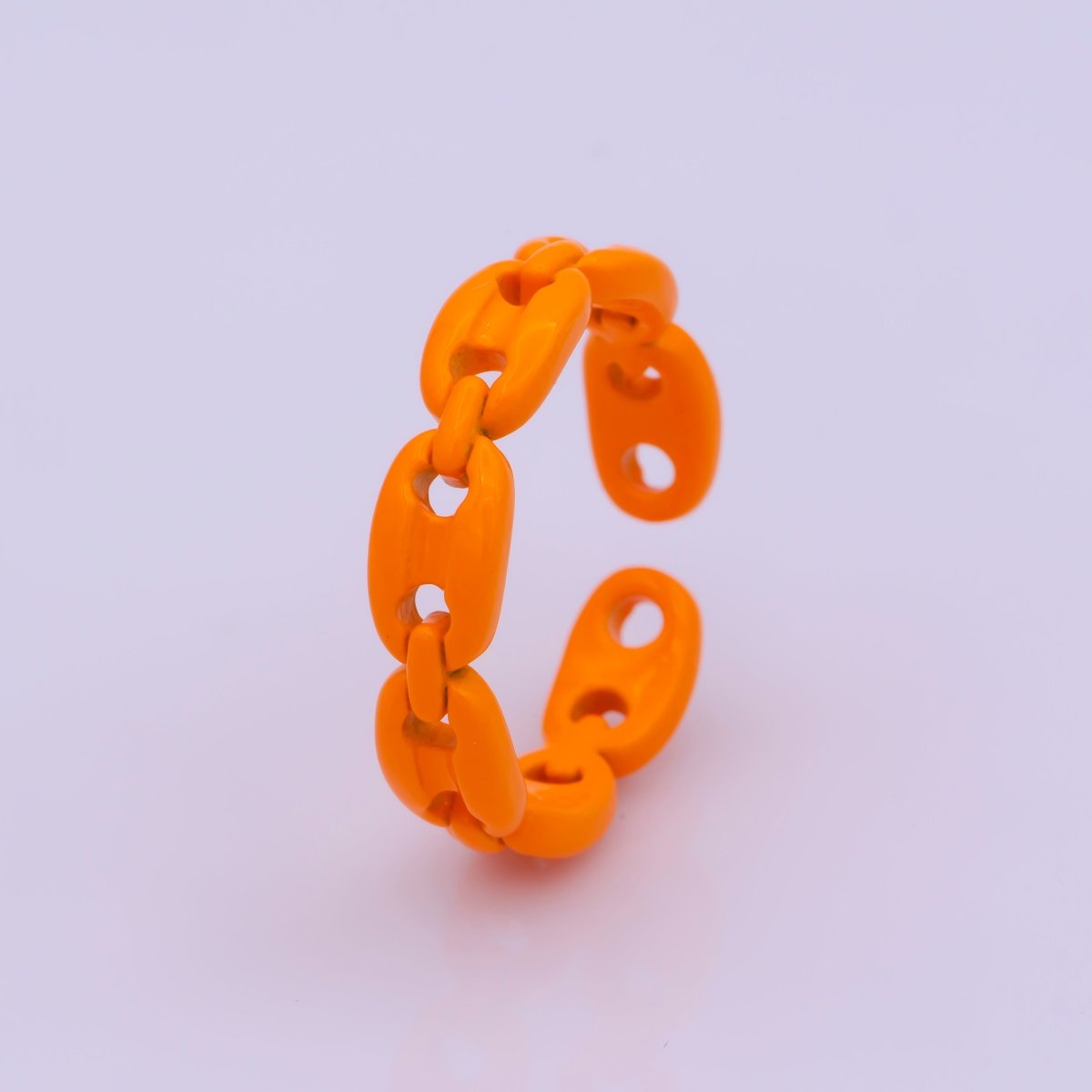 Neon Anchor Ring Link Chain Ring Enamel Statement Jewelry Open Adjustable Ring Y2K Colorful Ring