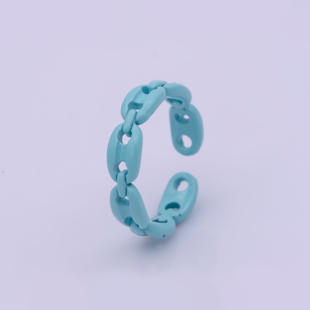 Neon Anchor Ring Link Chain Ring Enamel Statement Jewelry Open Adjustable Ring Y2K Colorful Ring
