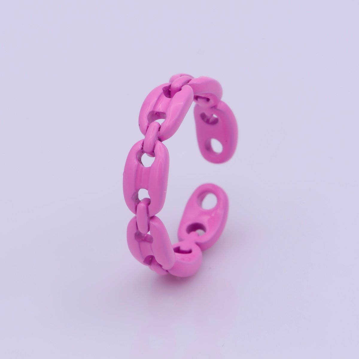 Neon Anchor Ring Link Chain Ring Enamel Statement Jewelry Open Adjustable Ring Y2K Colorful Ring