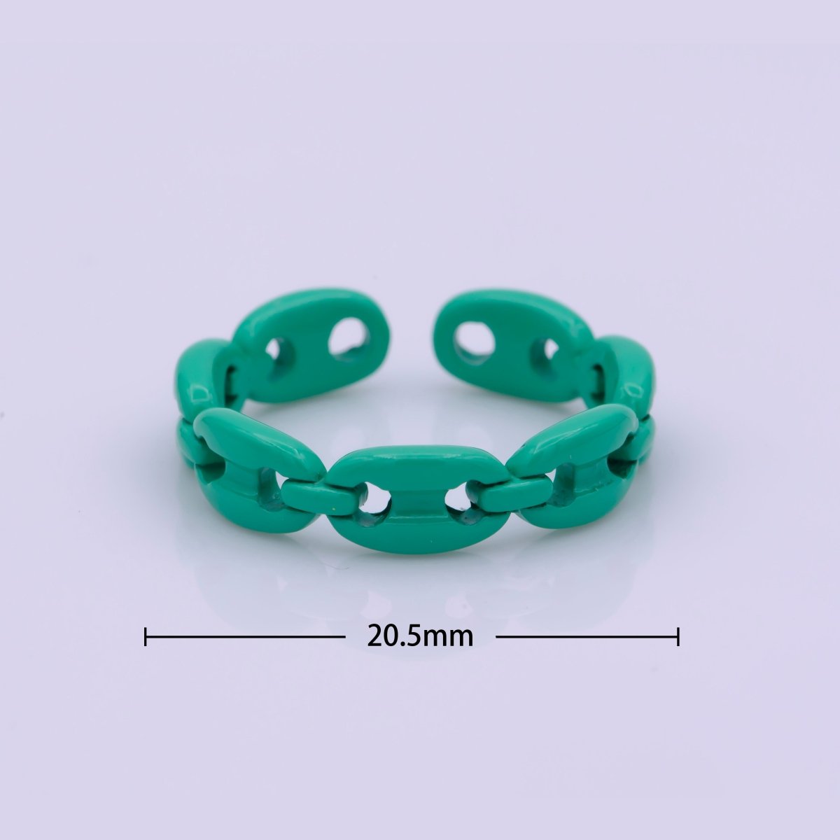 Neon Anchor Ring Link Chain Ring Enamel Statement Jewelry Open Adjustable Ring Y2K Colorful Ring