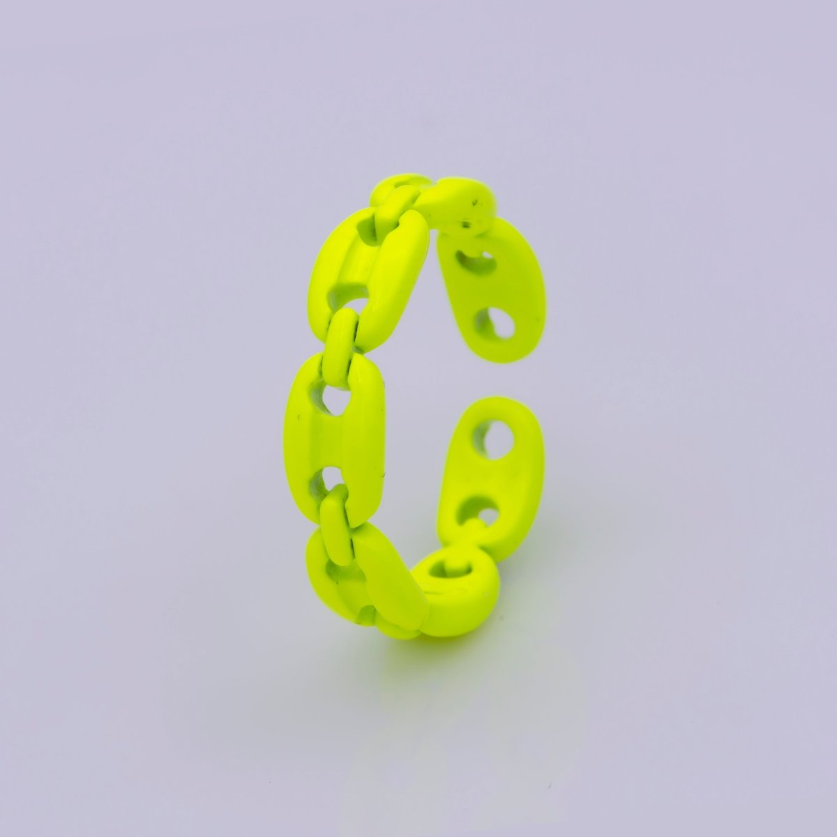 Neon Anchor Ring Link Chain Ring Enamel Statement Jewelry Open Adjustable Ring Y2K Colorful Ring