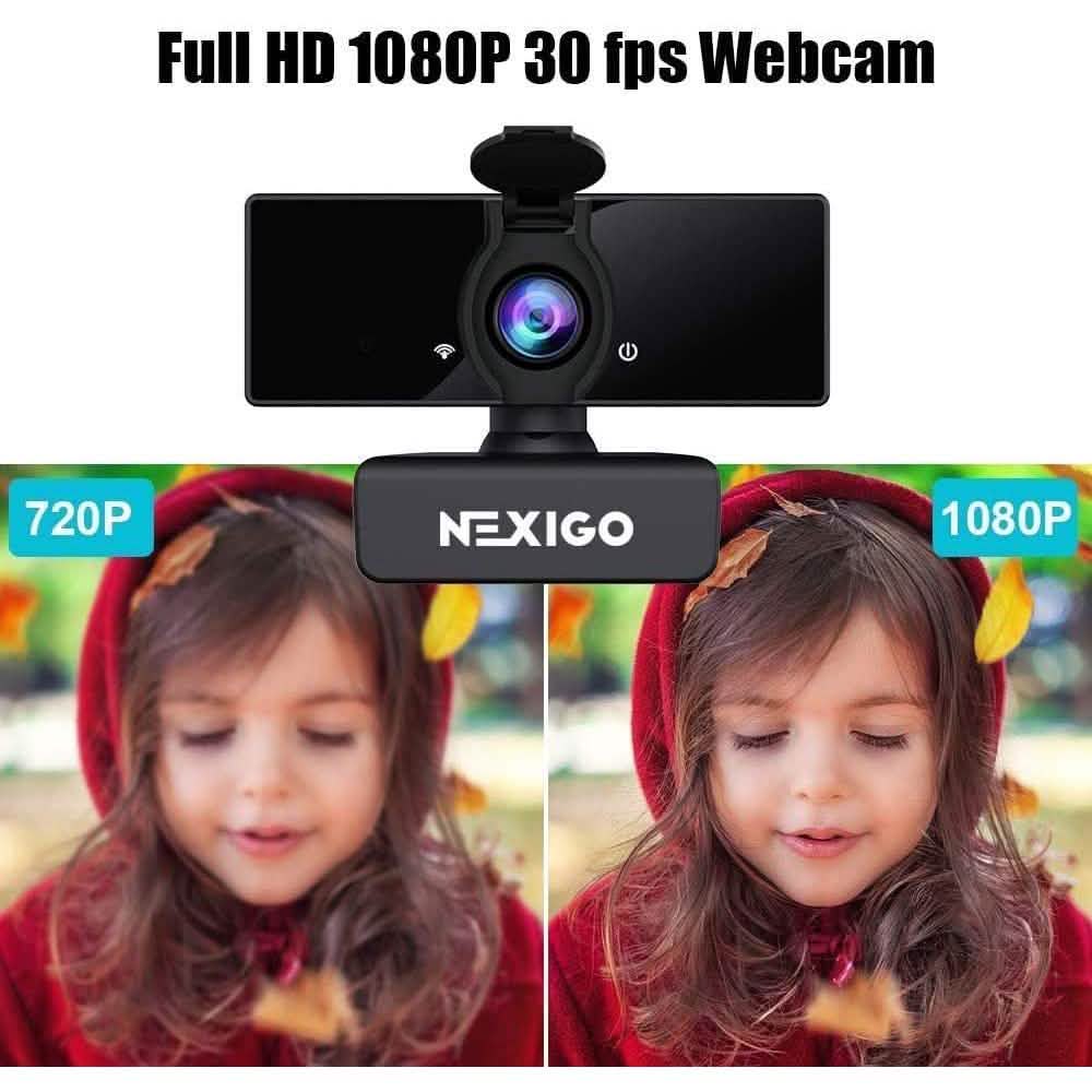 USB FHD Web Computer Camera with Dual Microphone & Privacy Cover
