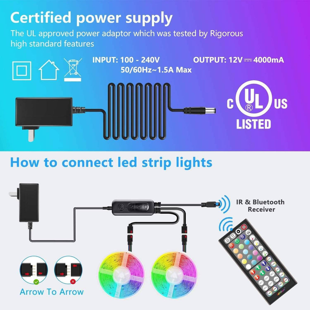 Nexillumi 40 mètres. Bandes lumineuses LED RGB à changement de couleur