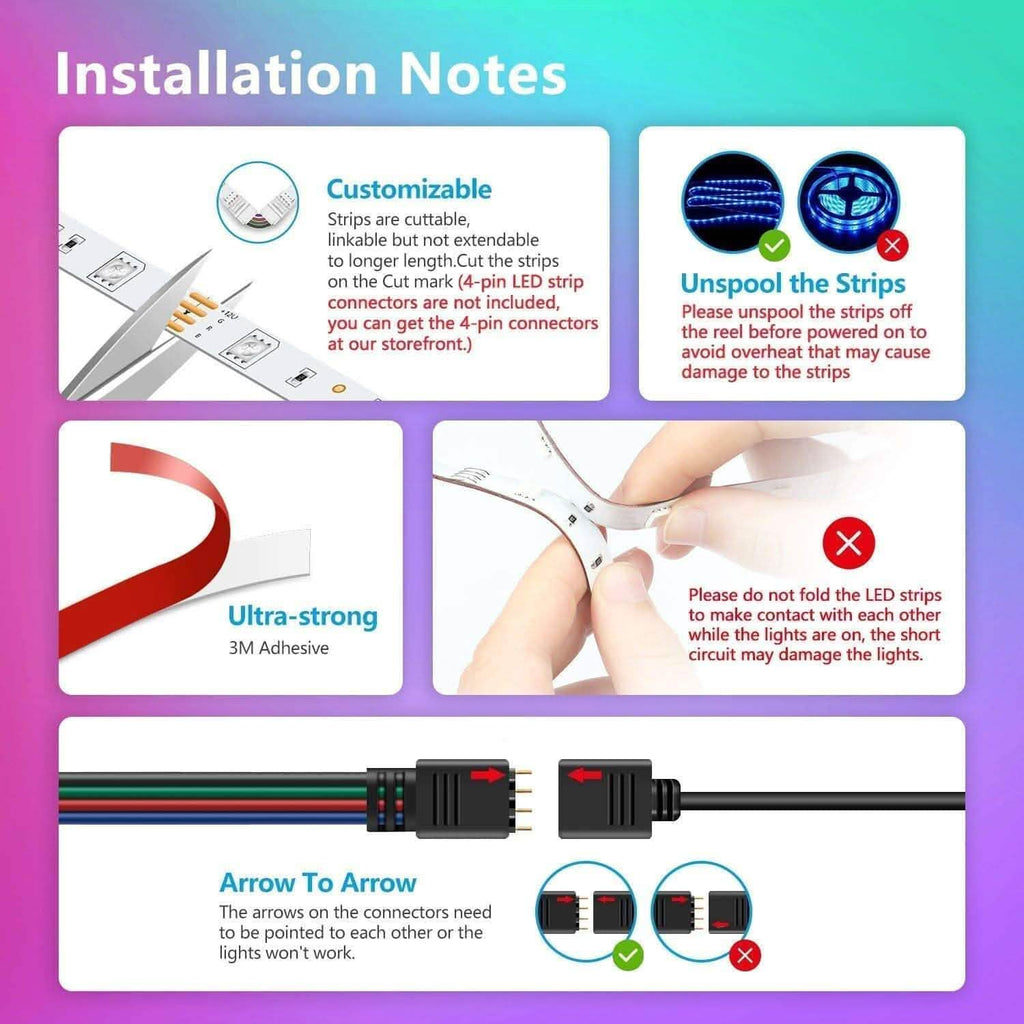 Nexillumi 40 mètres. Bandes lumineuses LED RGB à changement de couleur