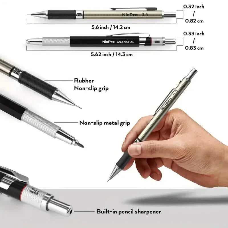 Nicpro Art Mechanical Pencil Set for Writing, Sketching, Drawing With Lead Refills Case